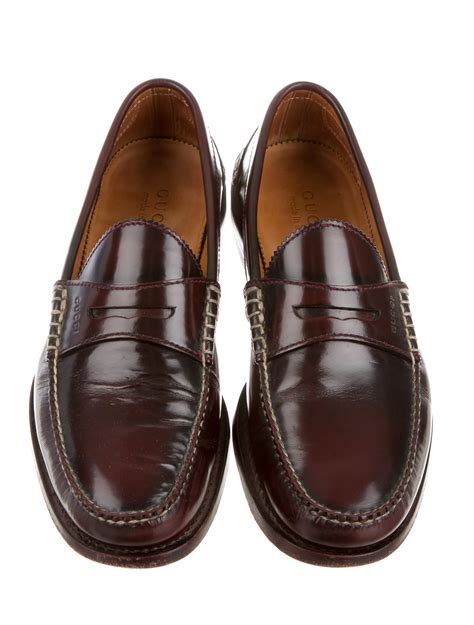 brown gucci penny loafers